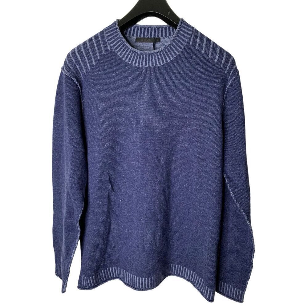 Raffi Merino Wool Cashmere Sweater Crew Neck indigo men's size large NEW NWT